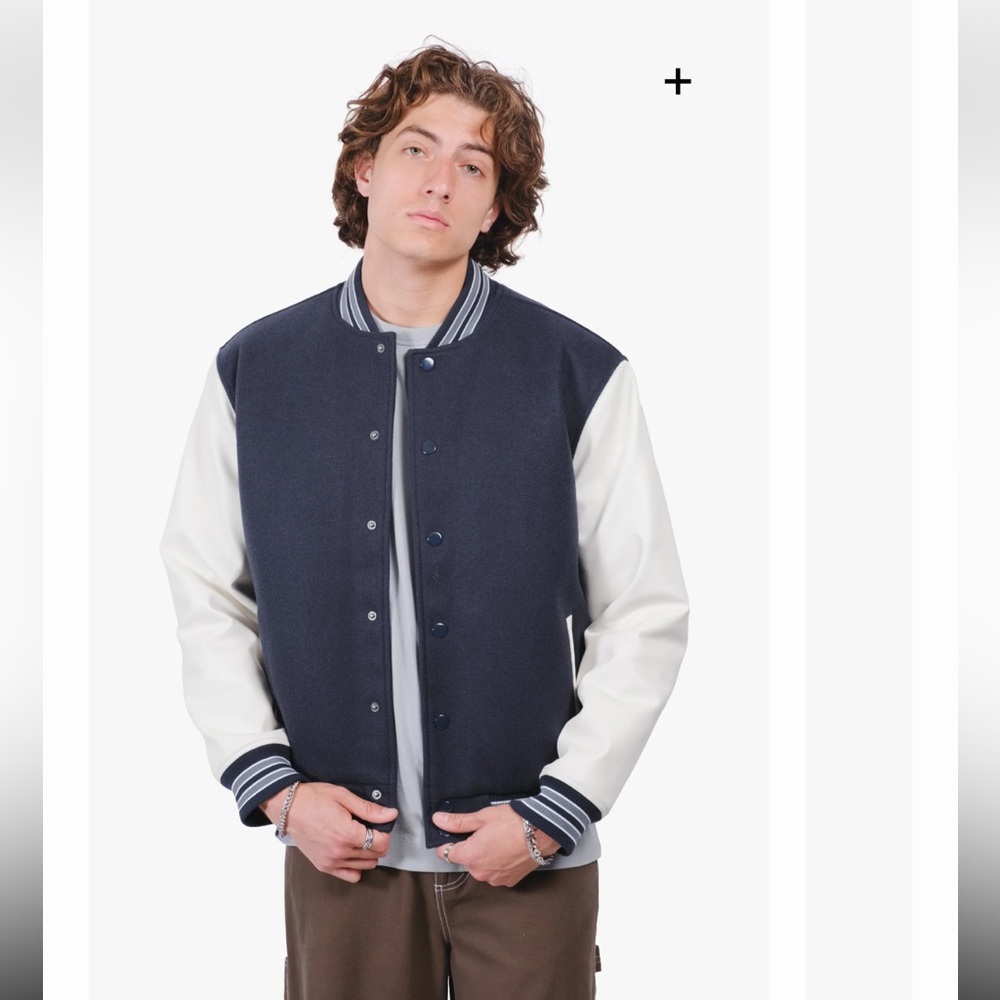 Brooklyn Cloth Navy and Cream Varsity Jacket